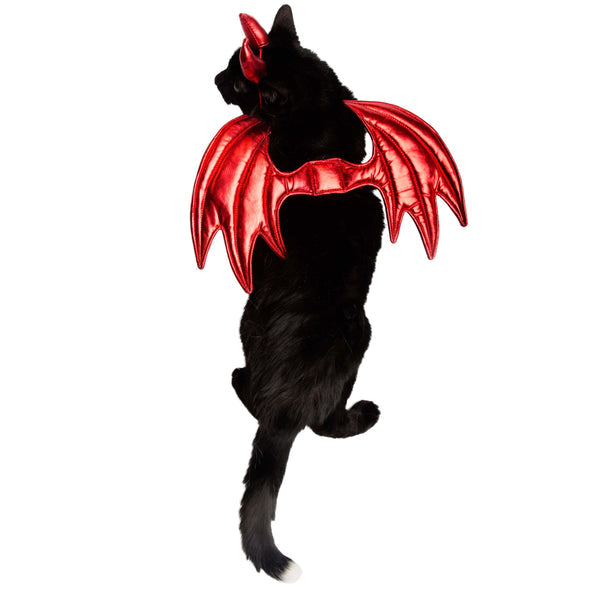 Devil Dog & Cat Costume: Red Wings & Horns for Halloween